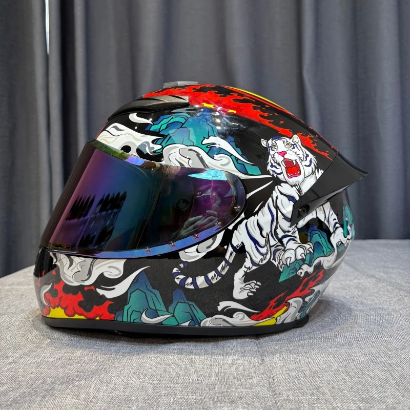 QK机车全盔四季通用骑行碳纤纹安全帽摩托车男女3C骑士个性头盔