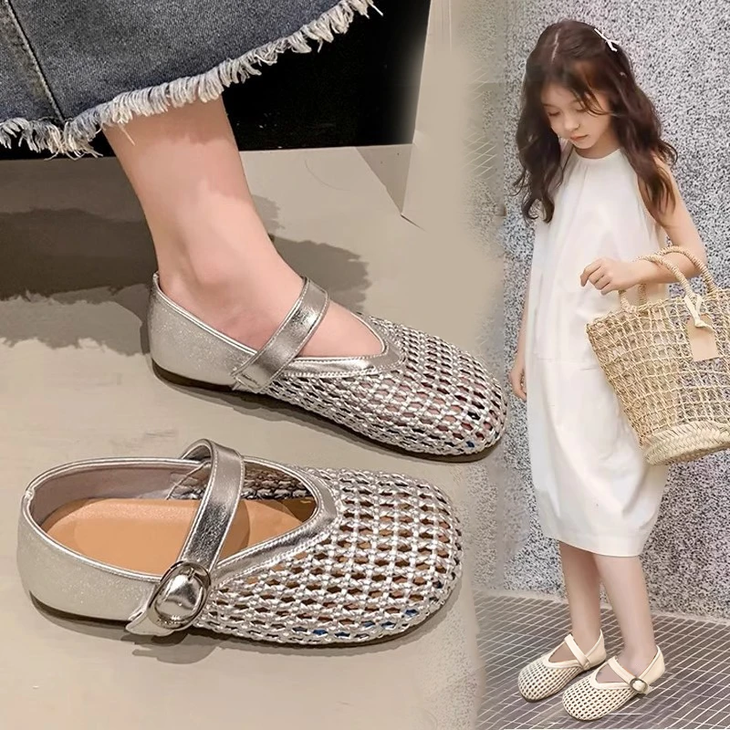 女童凉鞋夏款2025新款儿童公主凉鞋包头镂空鞋中大童女运动沙滩鞋