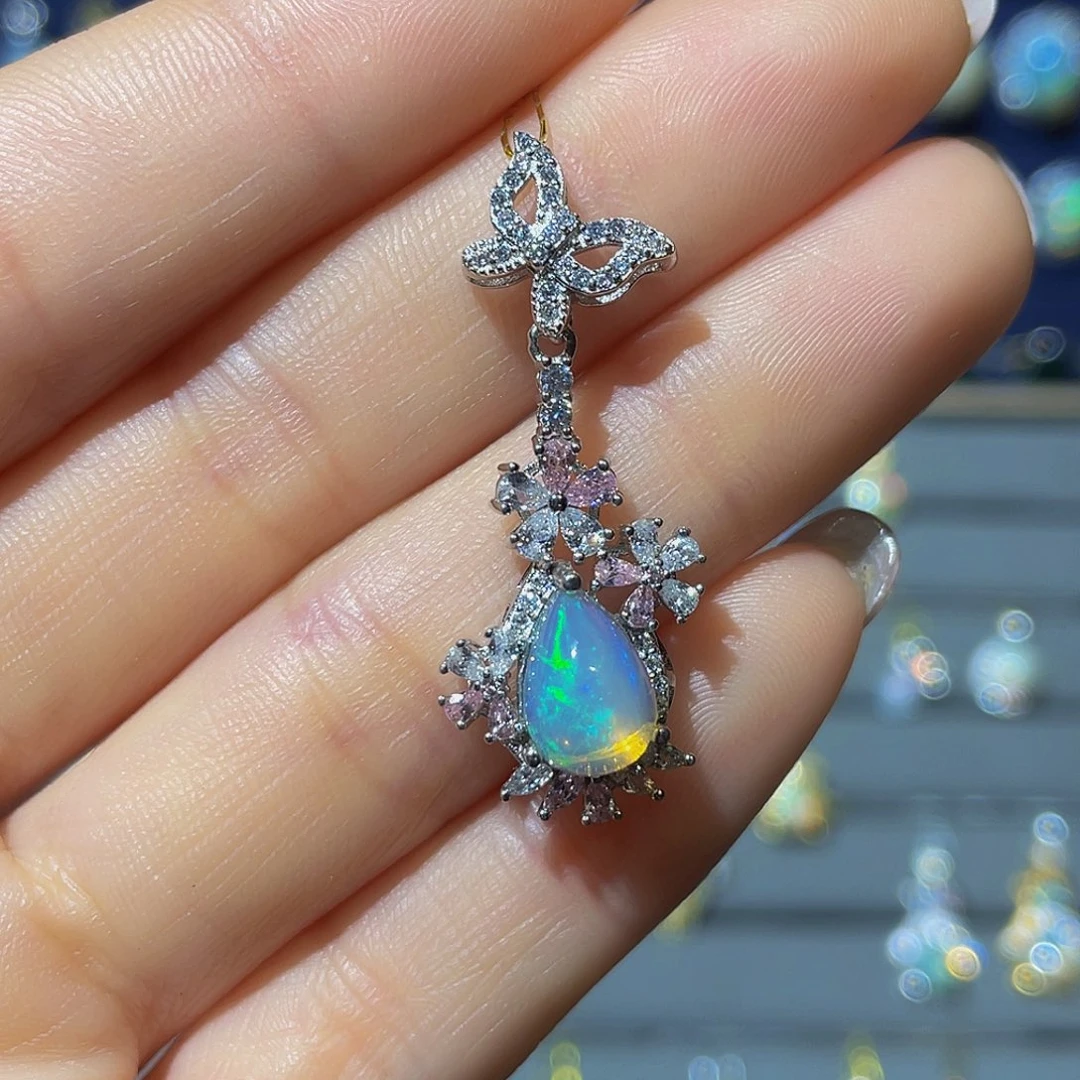 欧泊银S925镶嵌欧泊吊坠不退鲤***子