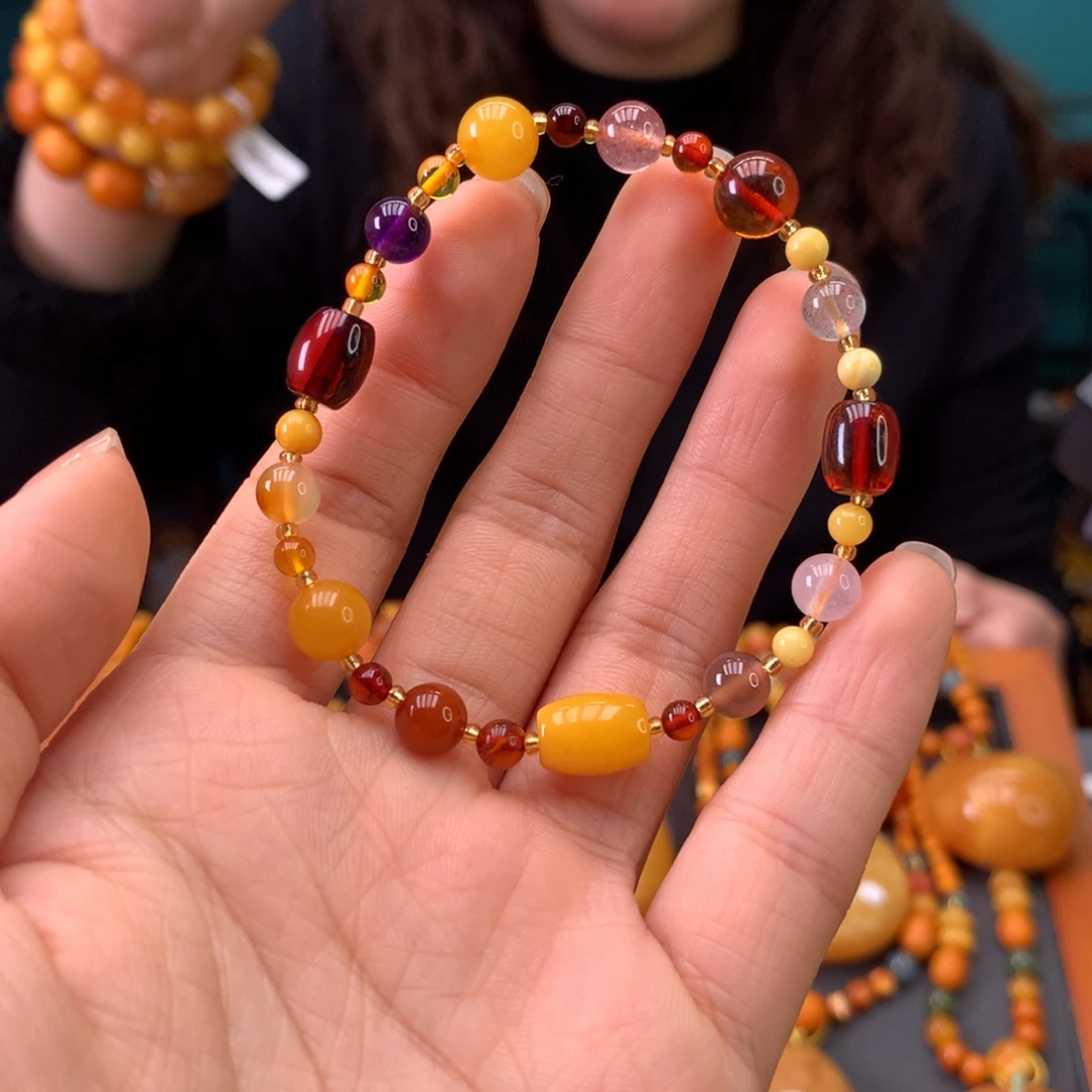 蜜蜡未镶嵌手串微瑕