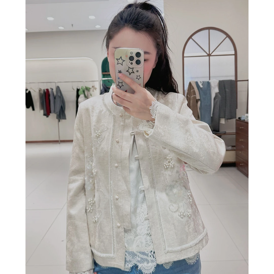 【欣欣】2025新款上衣新中式轻奢高级感钉珠亮片短外套-18186