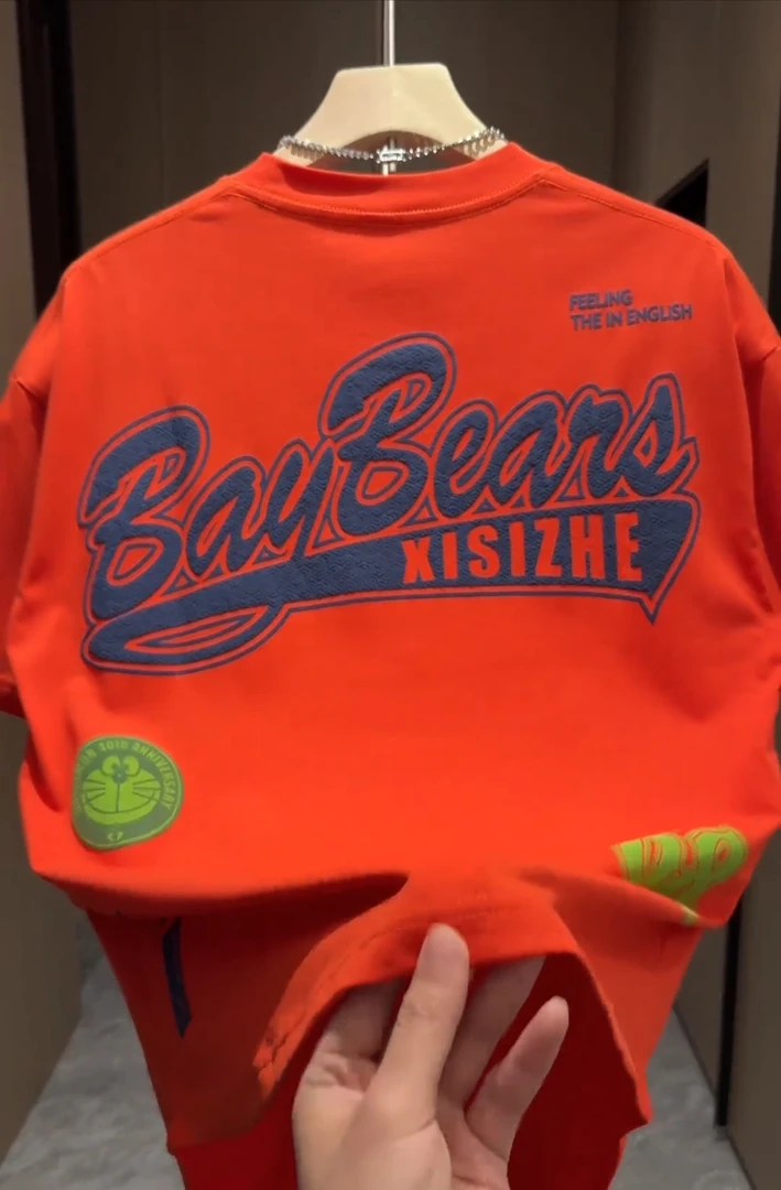 夏季新款2025字母纯棉短袖t恤印花男女同款潮流时尚青春流行