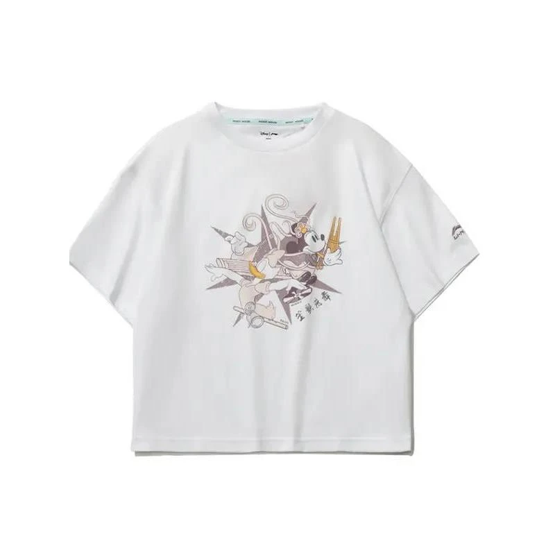 李宁短袖夏女运动系列透气百搭宽松圆领短袖文化衫208-B