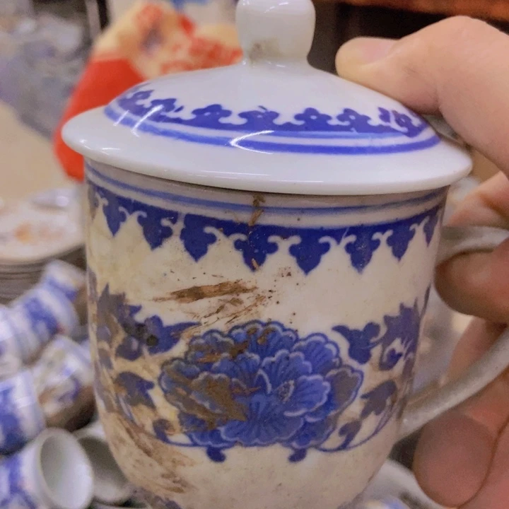 其他景德镇青花芙蓉花办公杯