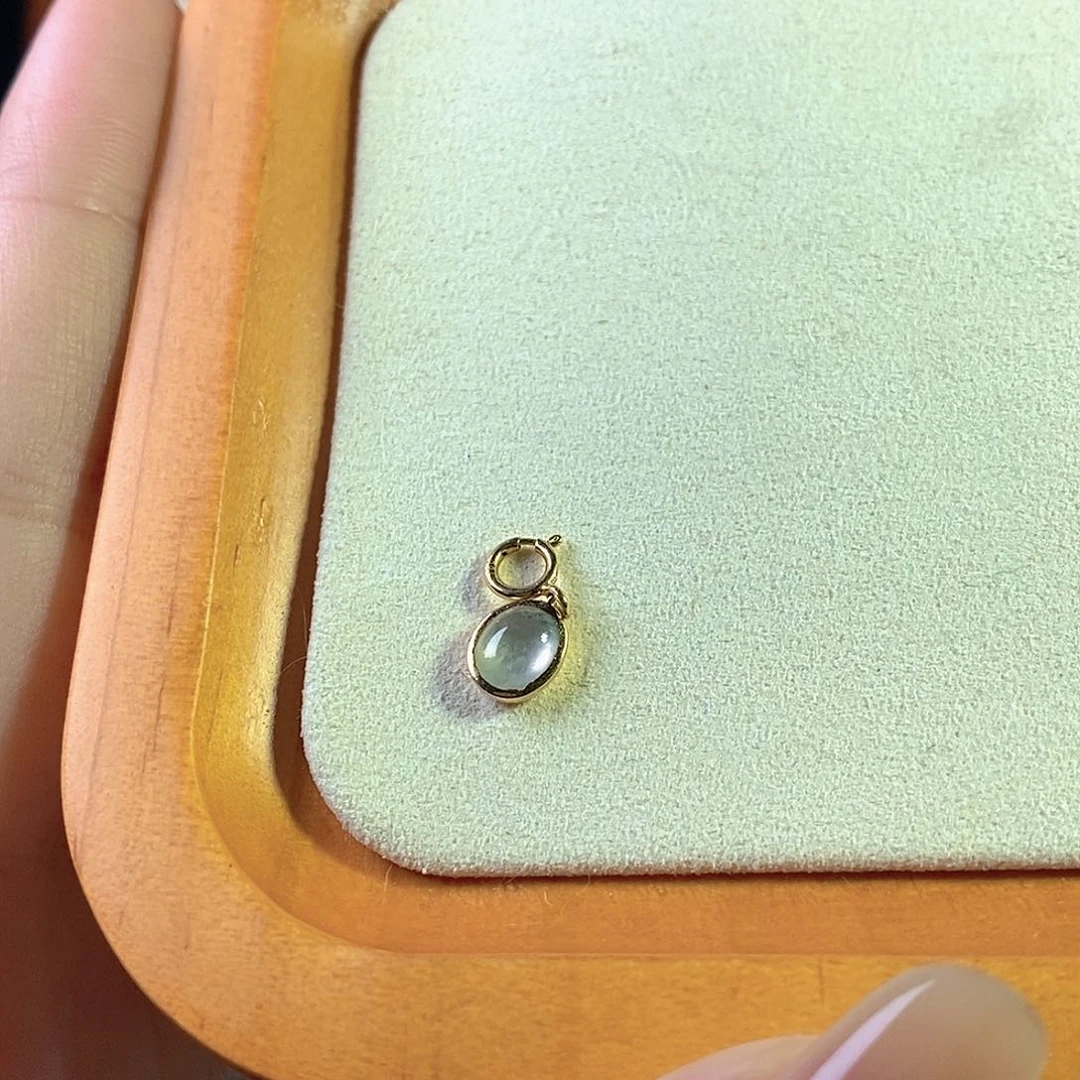 翡翠18K金镶嵌吊坠(不含链)钢蛋滴溜 48小时鉴赏