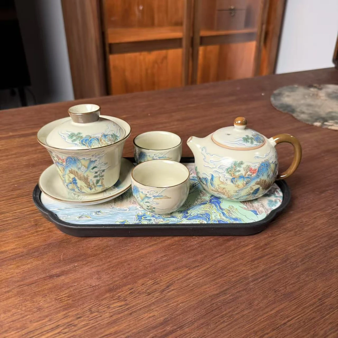 山水汝窑茶具套组 MC088