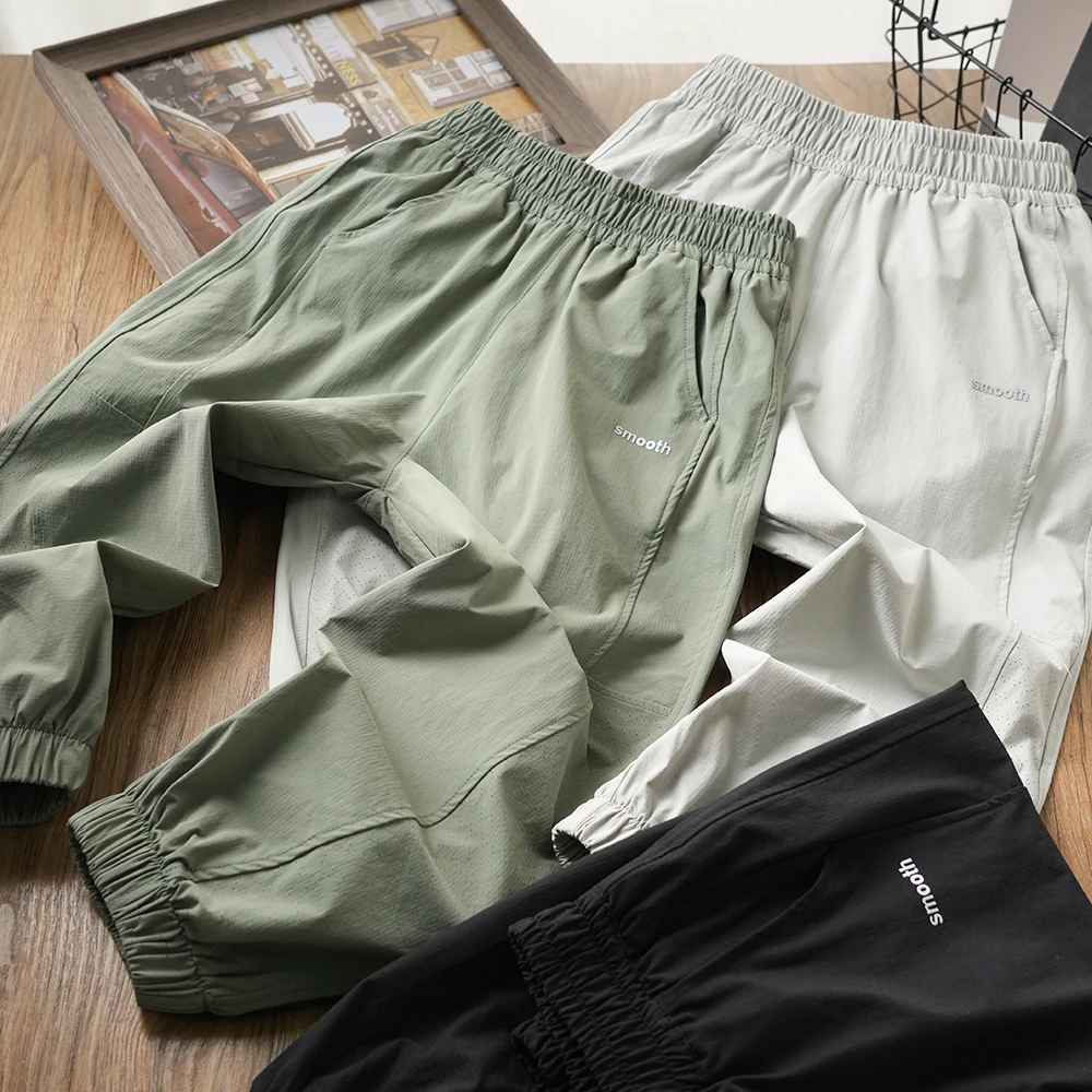 夏季轻薄男童拼接网眼速干裤透气中大童儿童束脚长裤S982