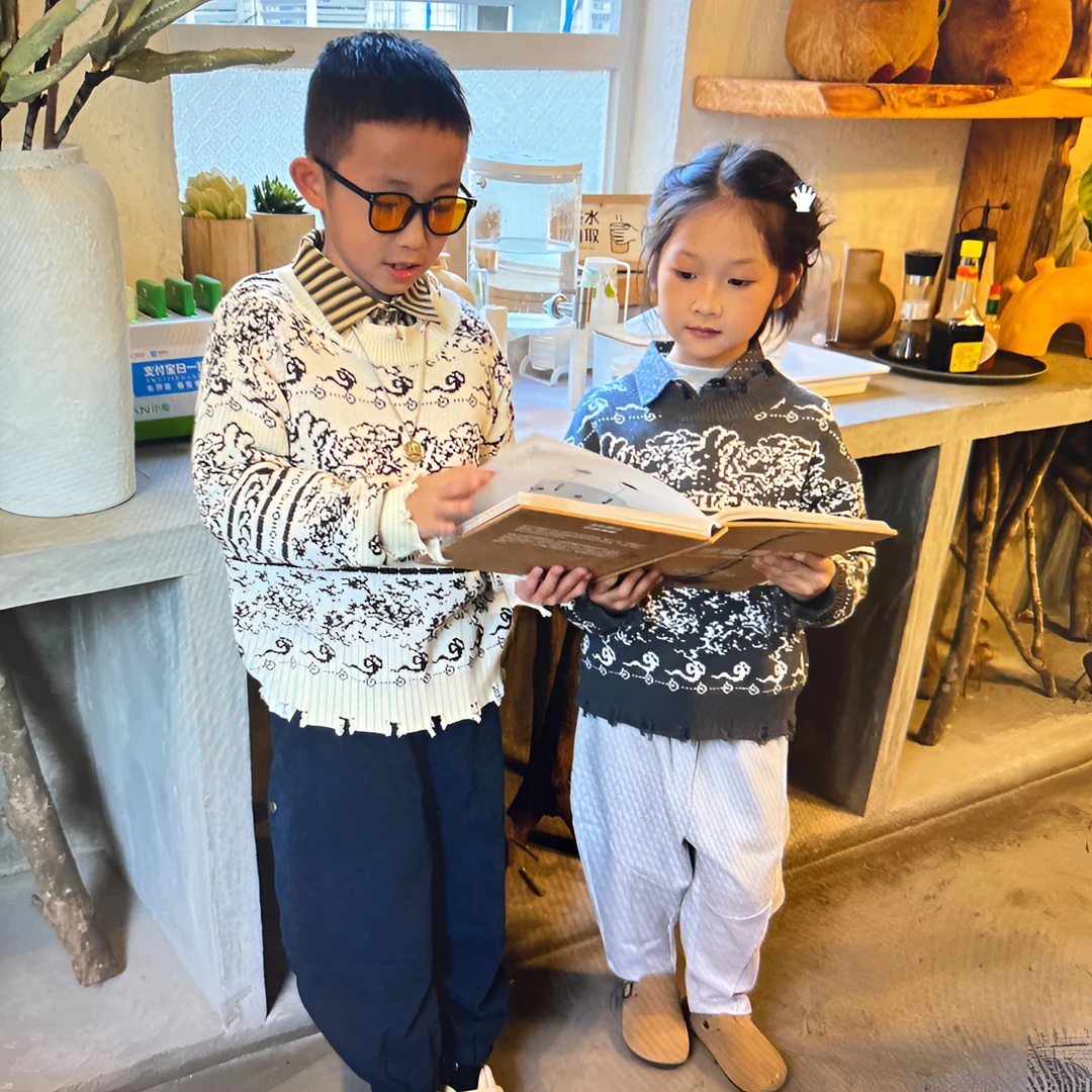 CHERISH FOREVERCF新款 儿童秋冬新款圆领长袖针织提花毛衣