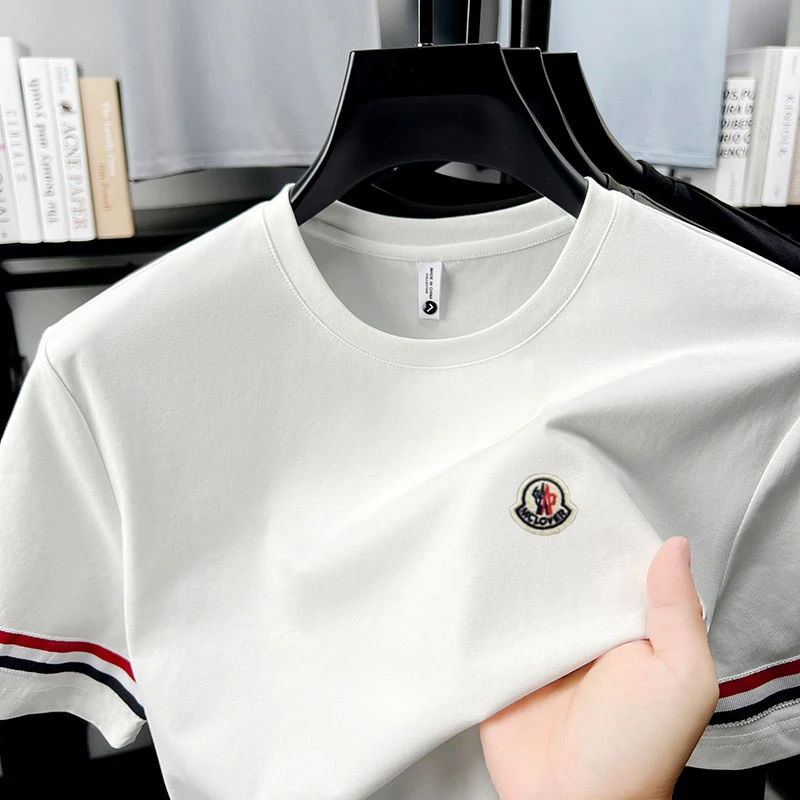 奥莱衣服撤柜蒙家男T恤夏季新款中青年长绒棉圆领半袖男士t恤短袖