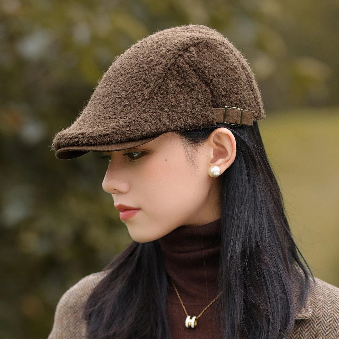 2025秋冬新款覆古时髦百搭贝雷帽正反可戴减龄显脸小保暖前进帽女