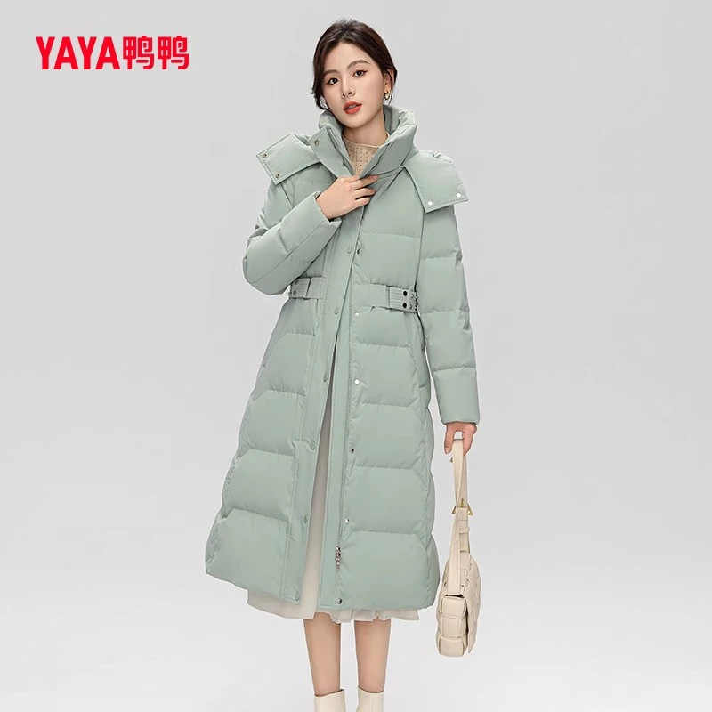 鸭鸭羽绒服女中长款2024年新款过膝加厚时尚冬季外套-YE3B600623W