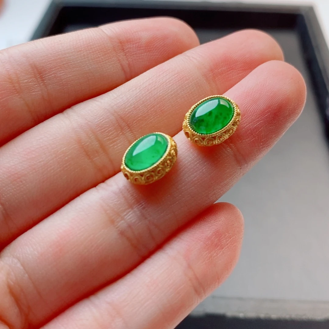 银S925镀金镶嵌手链翡翠配饰