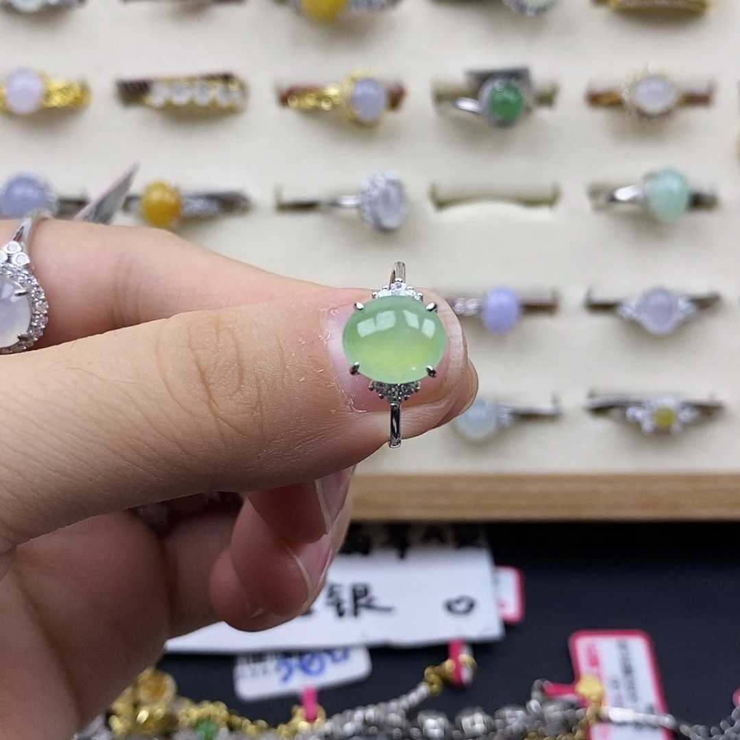 翡翠银S925镶嵌戒指