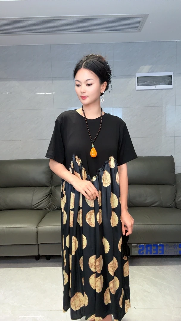 【经典波点】新中式国风龙凤缎女装气质名媛拼接连衣裙独特高级感