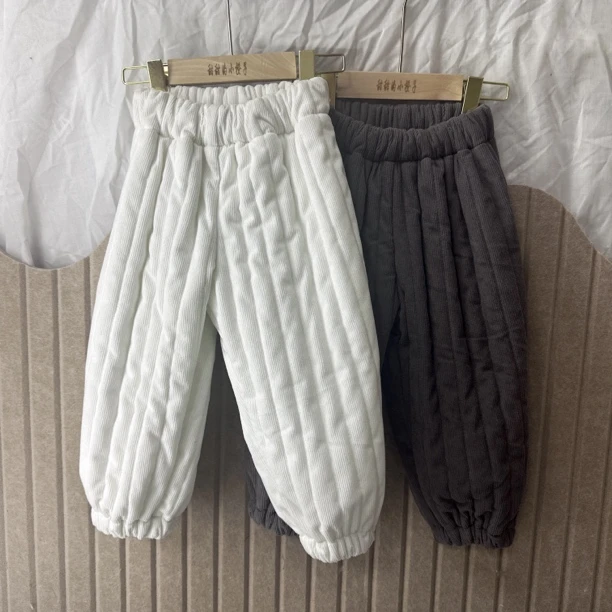 2024儿童冬季新款加绒加厚灯笼大棉裤外穿韩版时尚宽松百搭长裤