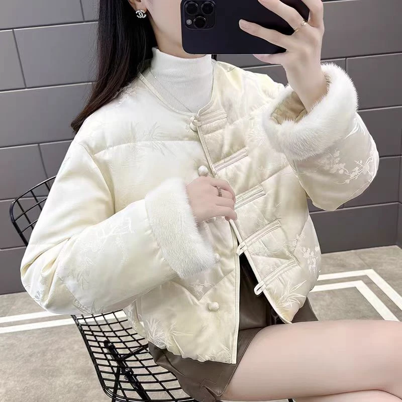 【假绒支持仅退款 】25冬季新款90绒保暖显瘦百搭新中式国风羽绒服