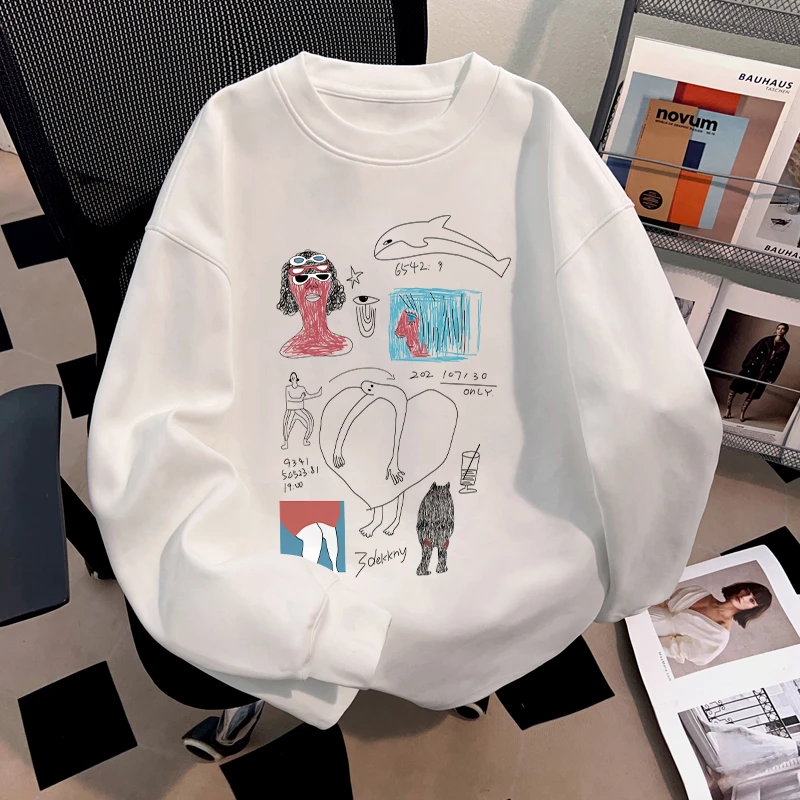 jtrt美式高街设计感印花秋冬季新款纯棉圆领vintage百搭男女上衣