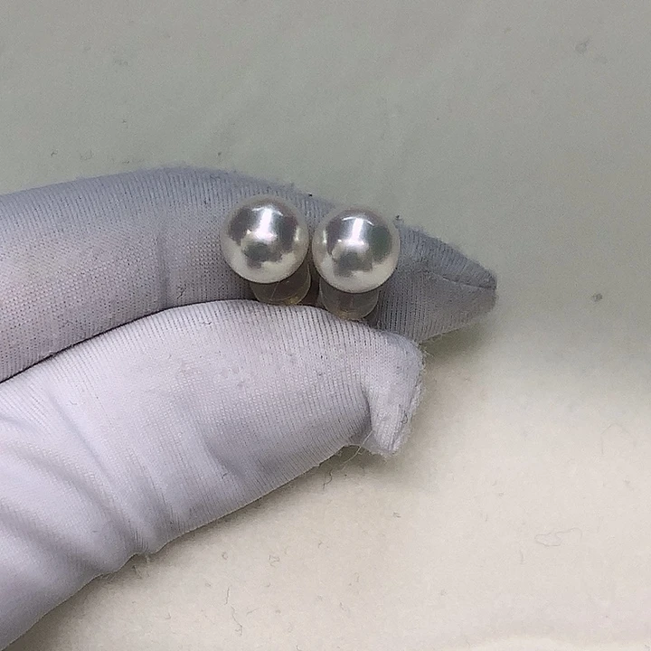 耳钉7.5-8海水珍珠18K金镶嵌