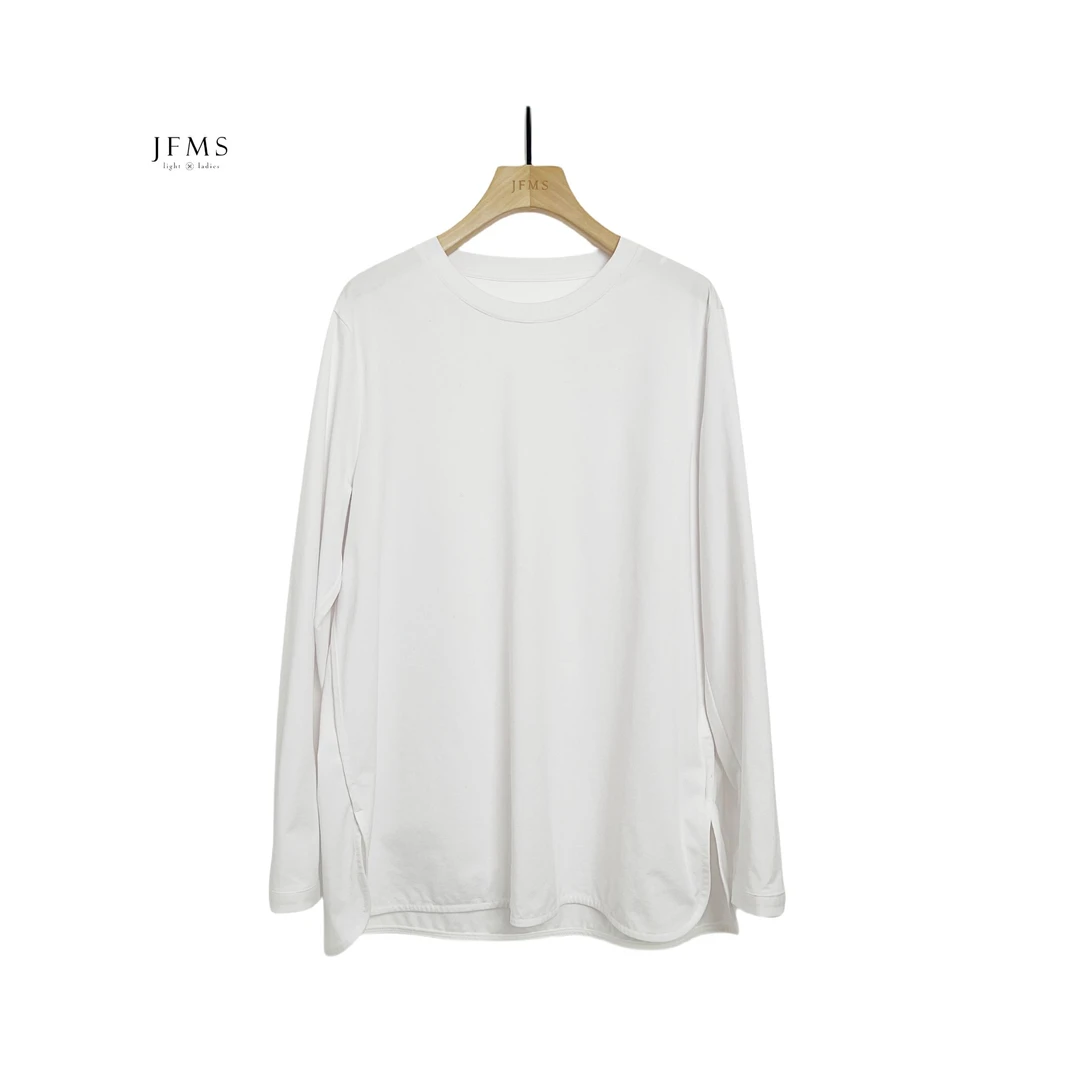 棉长袖T恤女2025新款设计感宽松中长款上衣内搭打底衫T616