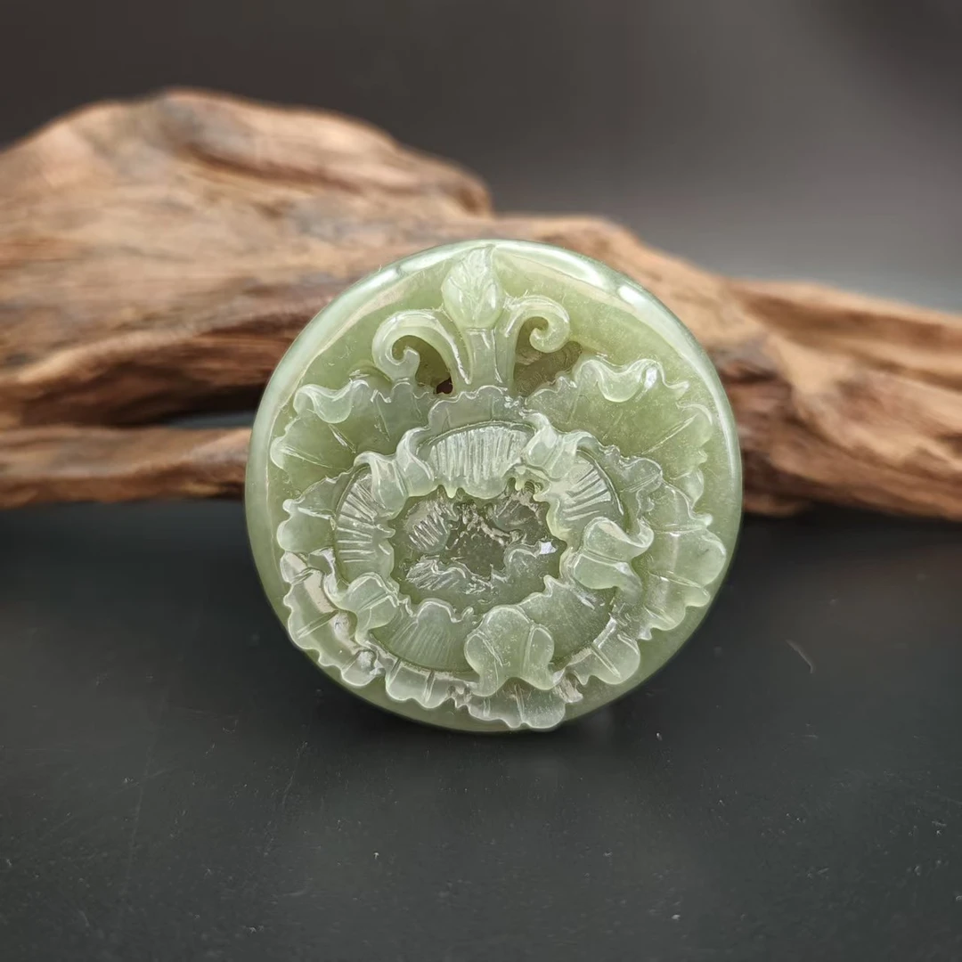 Q和田玉花开富贵吊坠0362