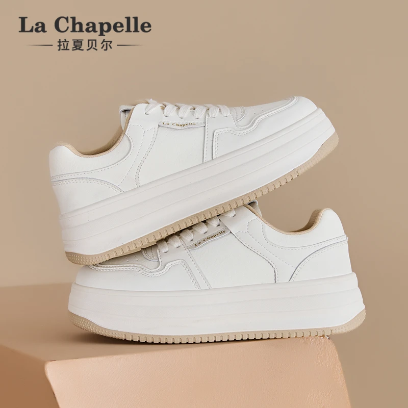 拉夏贝尔休闲板鞋增高百搭时尚厚底春季新品女鞋