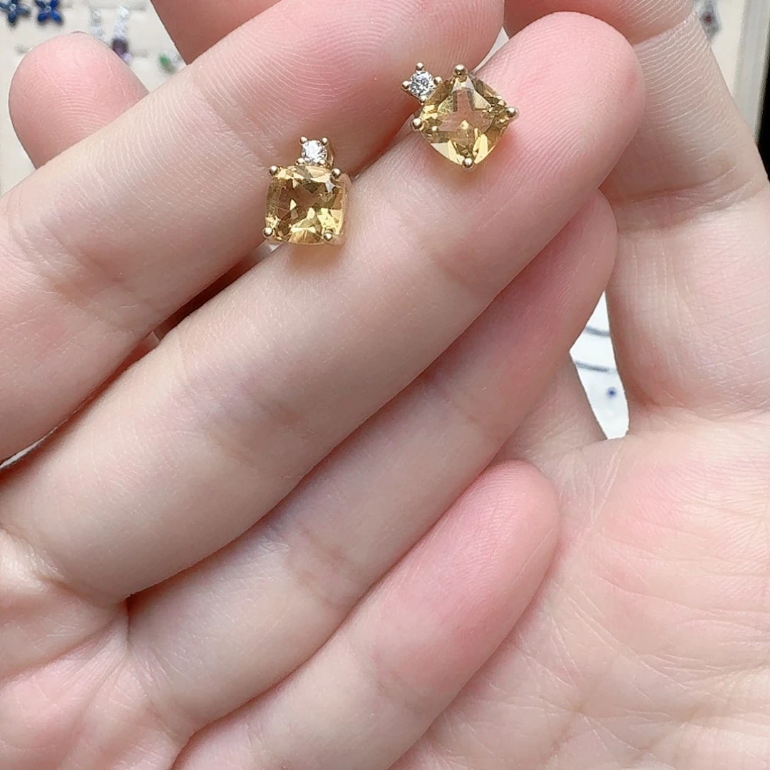 水晶耳饰银S925镶嵌耳钉58