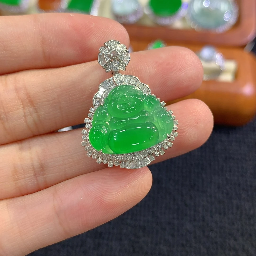 【闪购商品】翡翠18K金镶嵌吊坠(不含链)佛公
