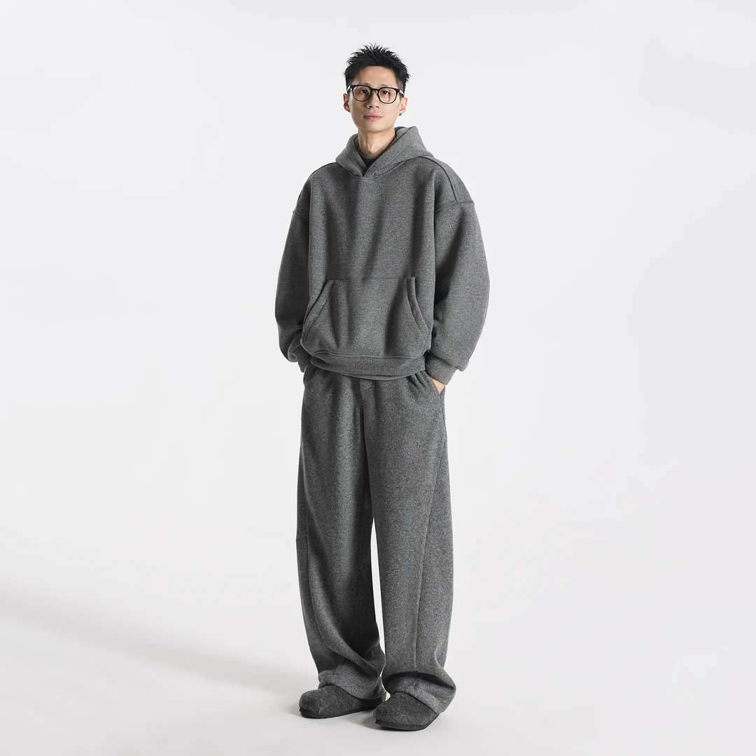 GCCDUPE77『袋鼠卫衣』重磅双流纺毛圈布叠穿加绒袋鼠连帽卫衣套装