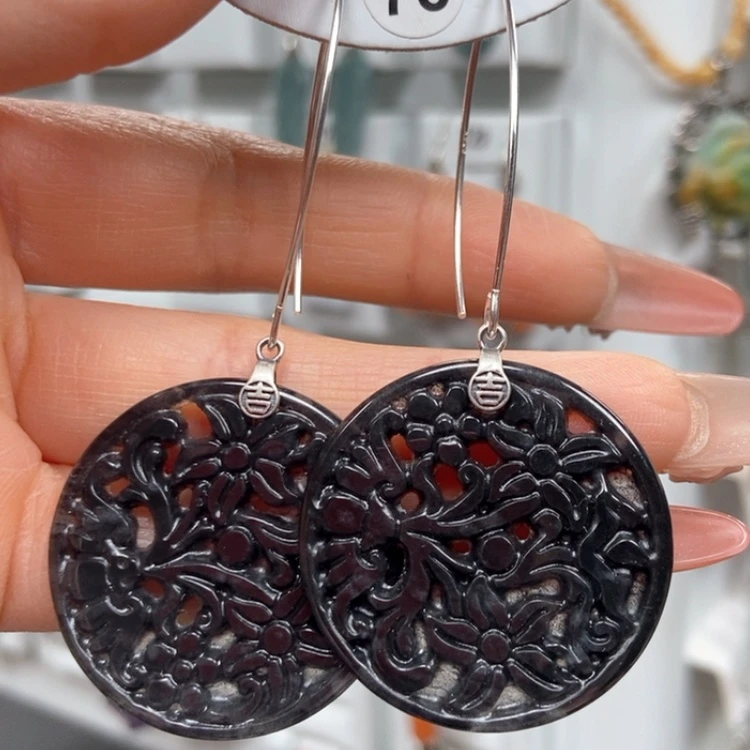 【闪购商品】翡翠耳饰银S925镶嵌耳饰