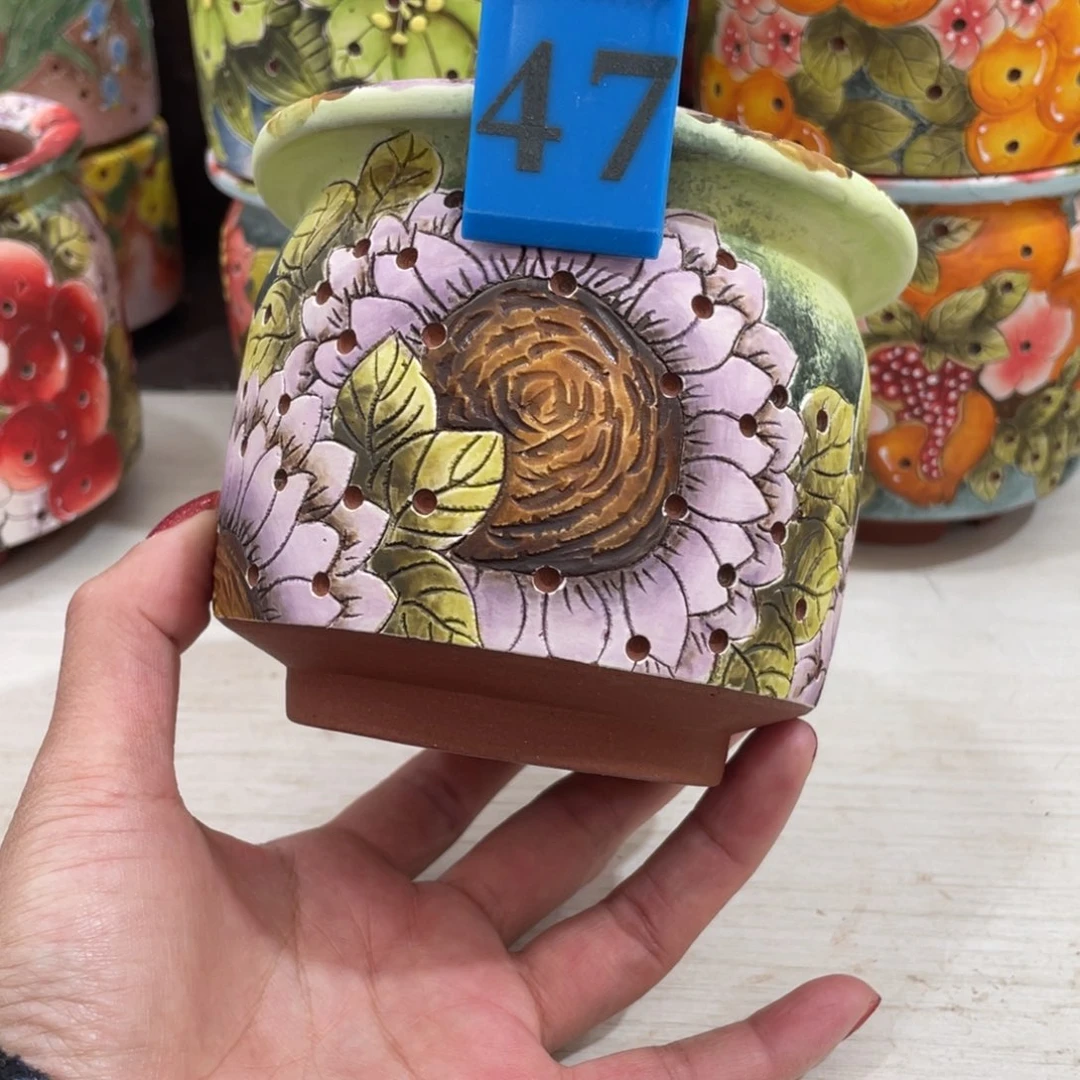 红陶多肉花盆奶罐