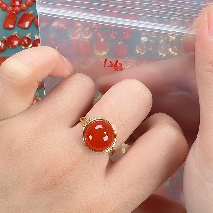 南红玛瑙银S925镶嵌戒指