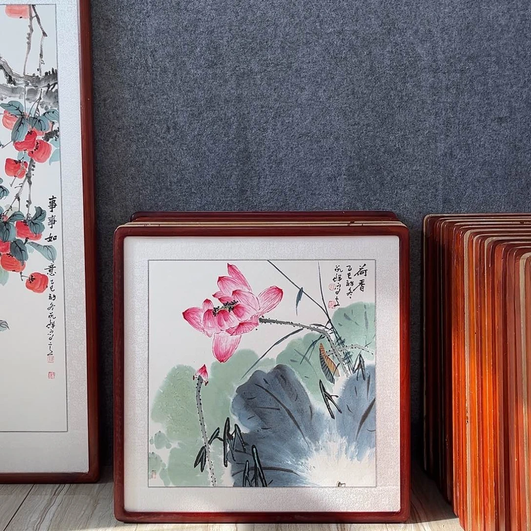 国画书画作品带框63×63