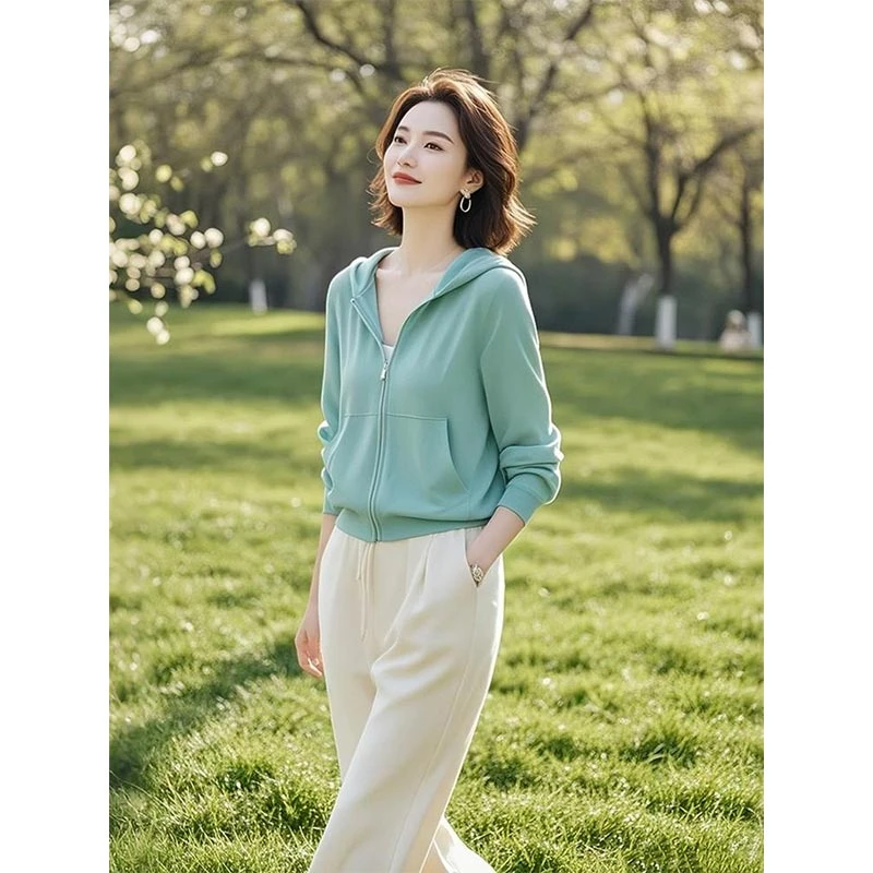 韩式新款设计感小个子百搭洋气绿色防晒外套女2025春秋个性短上衣