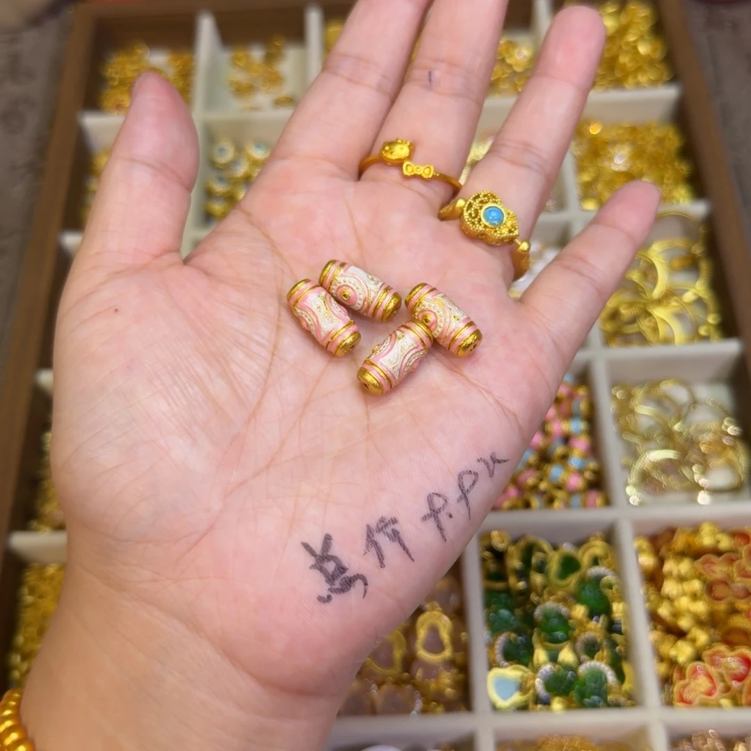 合金粉色天珠1个装
