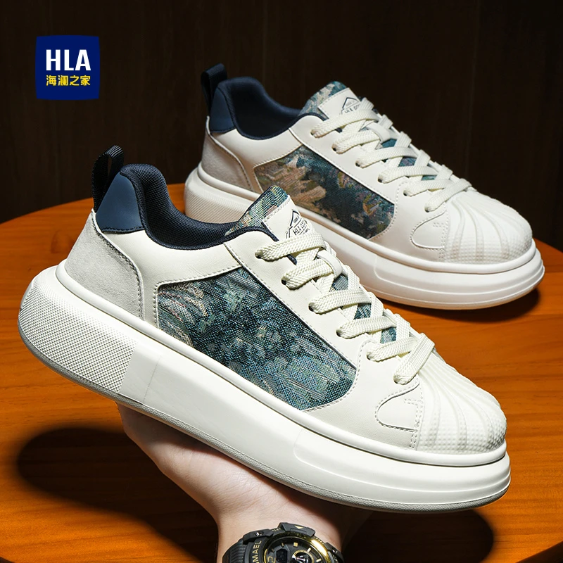 海澜之家板鞋2025冬季新款运动鞋男士时尚百搭厚底增高小白鞋男款