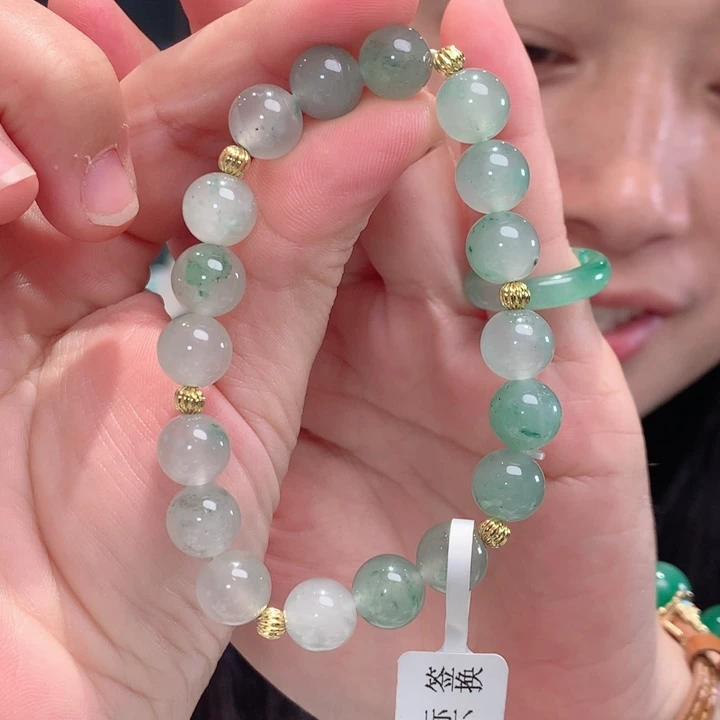 石英质玉（非洲翠）合金手链