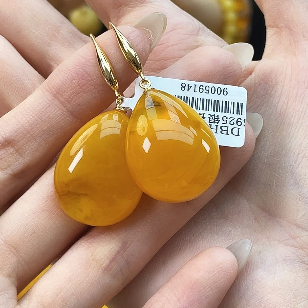 银S925镶嵌琥珀珠宝奇石琥珀蜜蜡J2