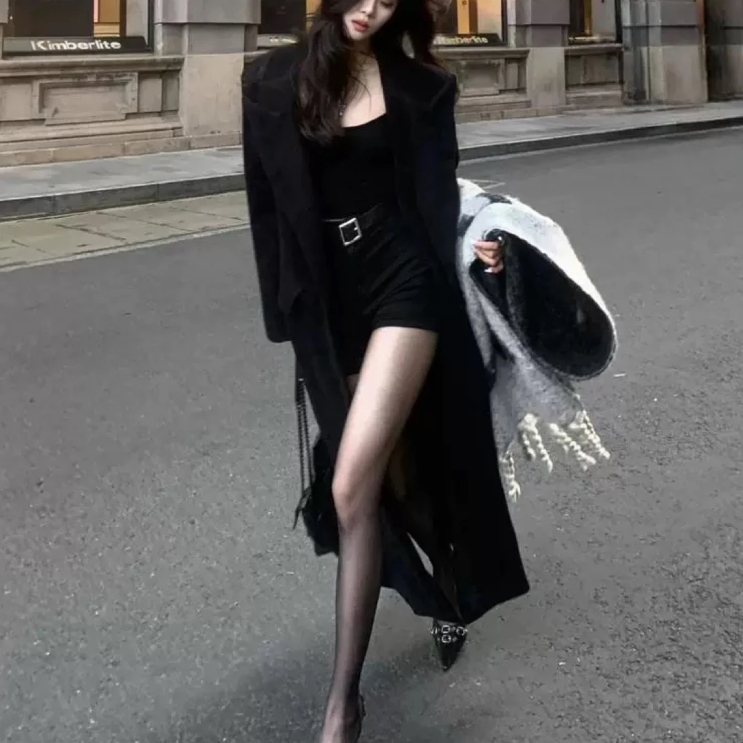 依依家大码女装607高级感气质翻领中长款风衣外套性感显瘦百搭