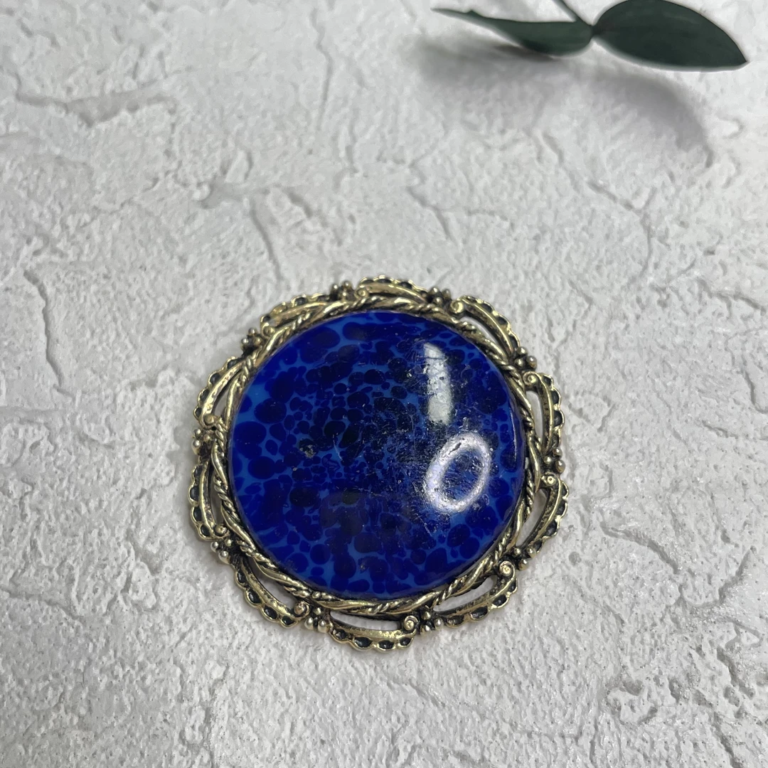 铜合金琉璃胸针 【六六中古】孤品复古胸针th4453