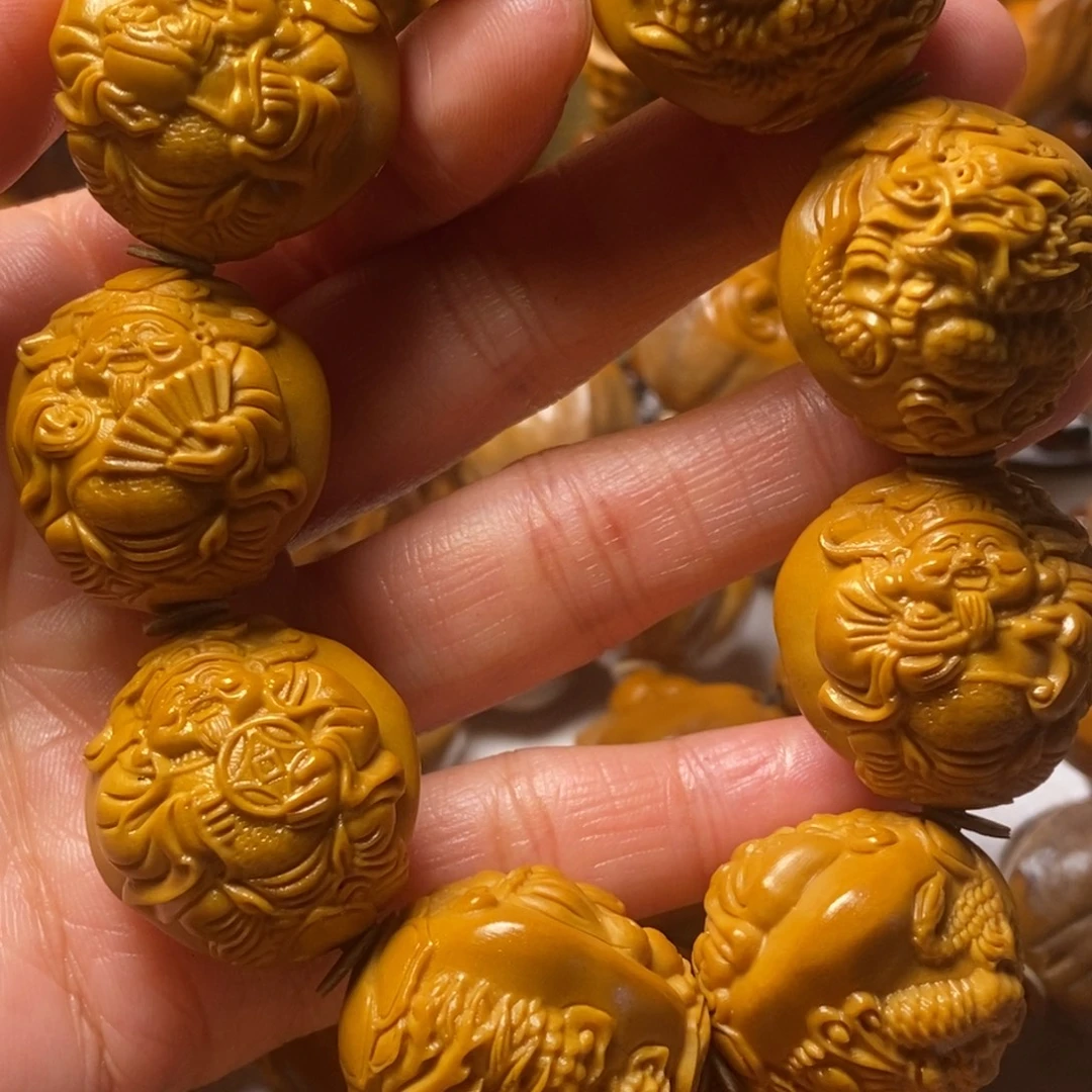 心***生橄榄核手串/手链九龙大财神
