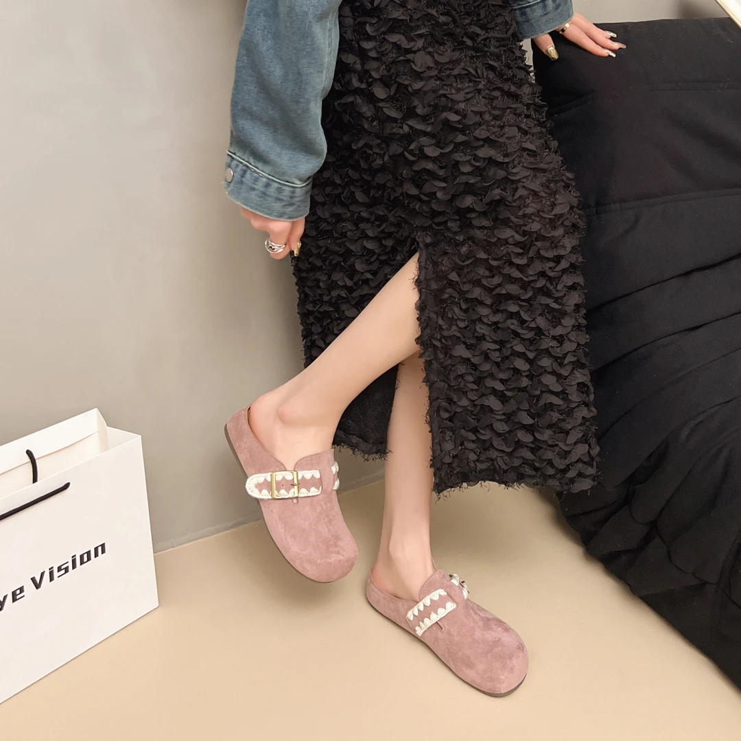 【森与暮白】新款半拖糖果色拉花博肯鞋