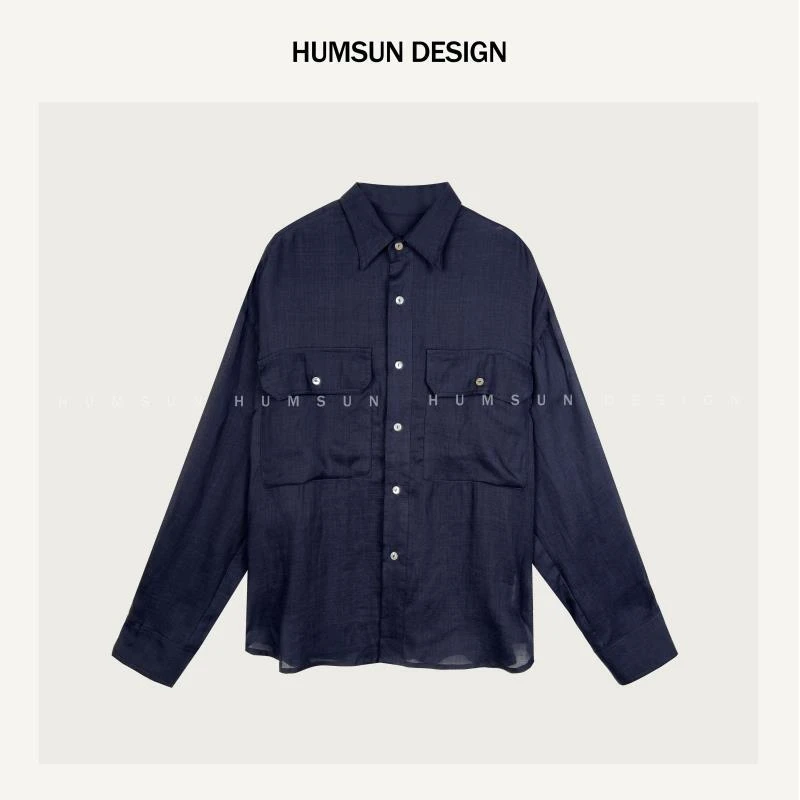 HUMSUN/禾木笙「淡倾烟云」定制轻薄天丝苎麻立体贴袋防晒衬衫 A330