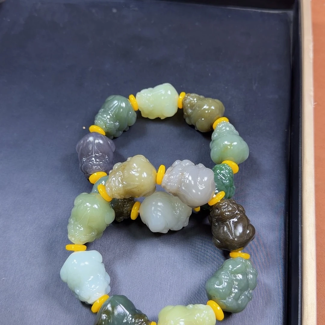 雪***刀和田玉未镶嵌手串多宝貔貅手串多样性发货拍一发一