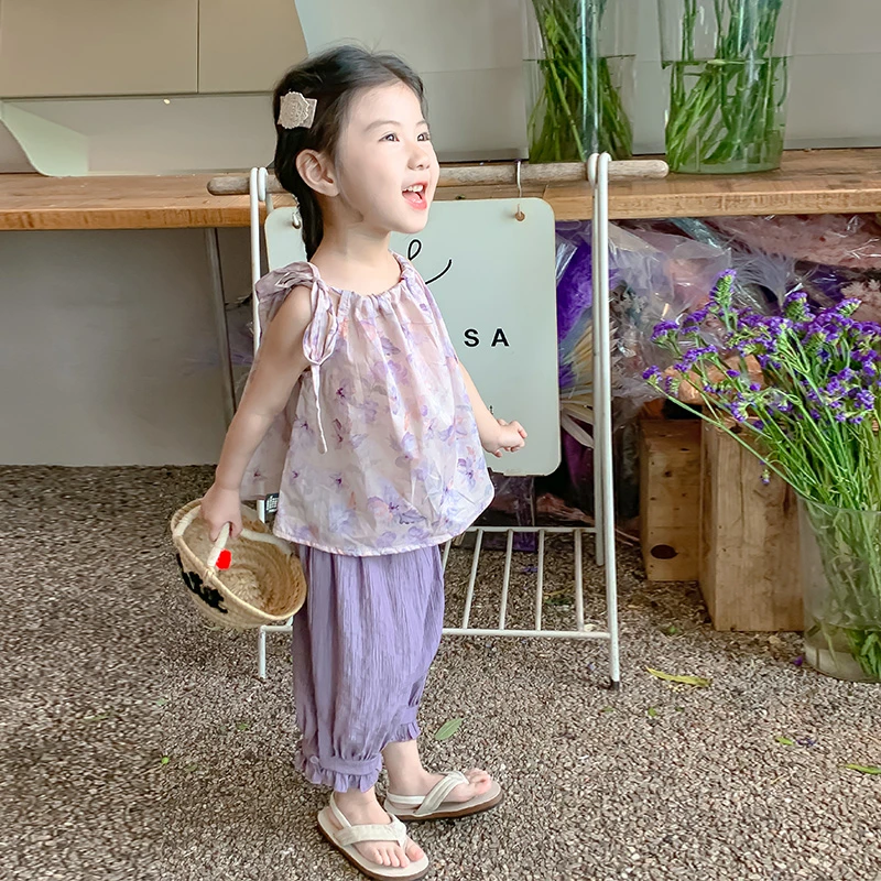 女童套装夏季2025新款洋气小女孩吊带背心两件套儿童休闲宝宝衣服