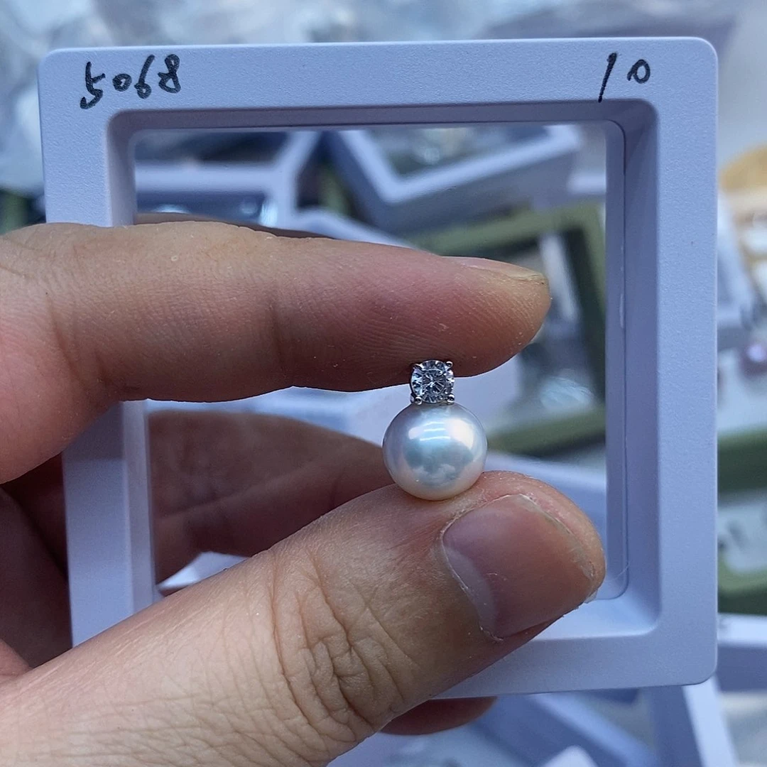 淡水珍珠银S925镶嵌吊坠(不含链)