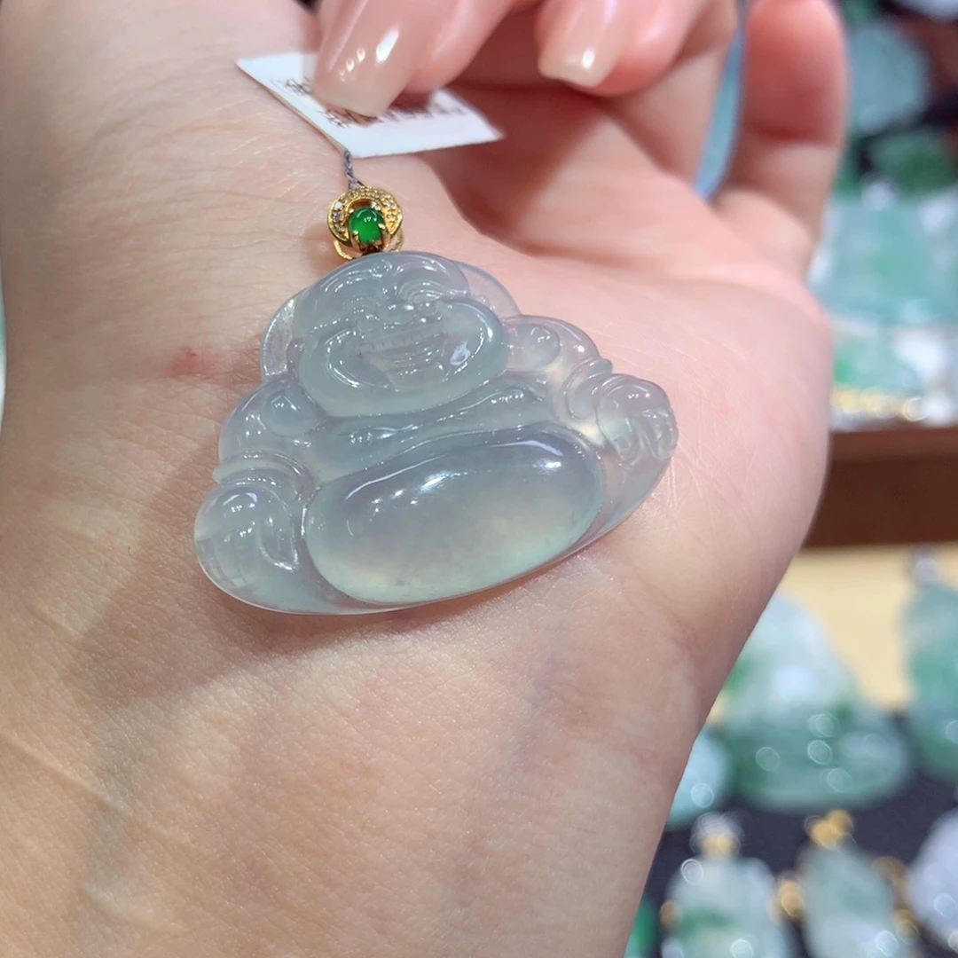 翡翠18K金镶嵌吊坠(不含链)