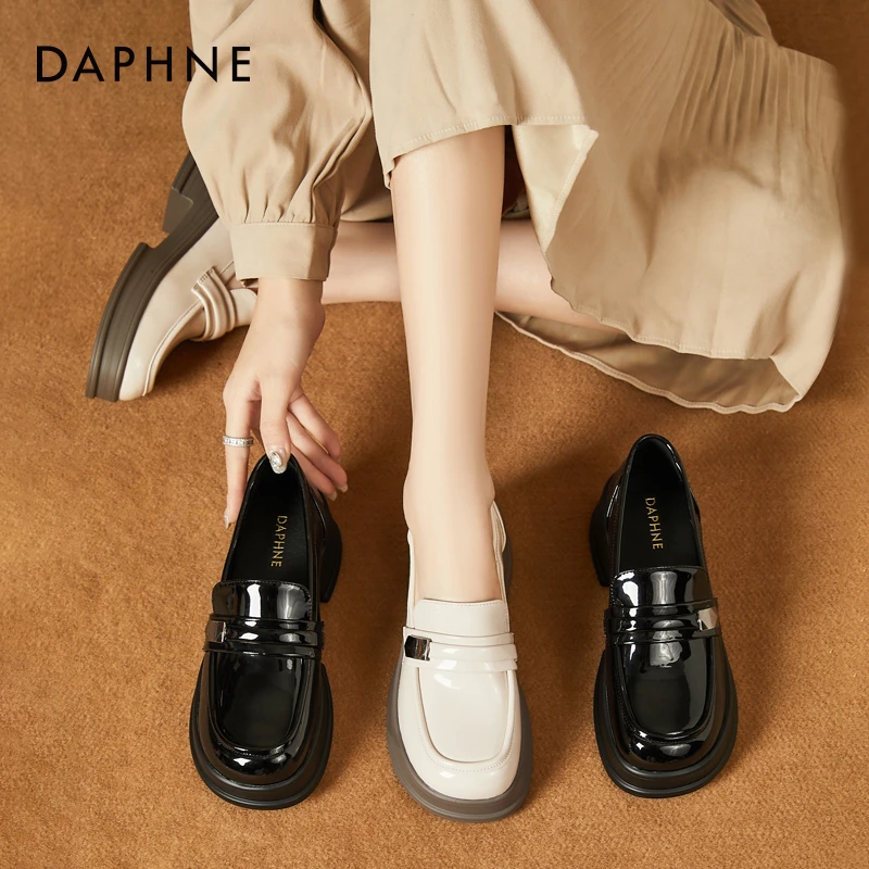 达芙妮真皮乐福鞋女2025年春季新款百搭英伦风乐福鞋软底小皮鞋女