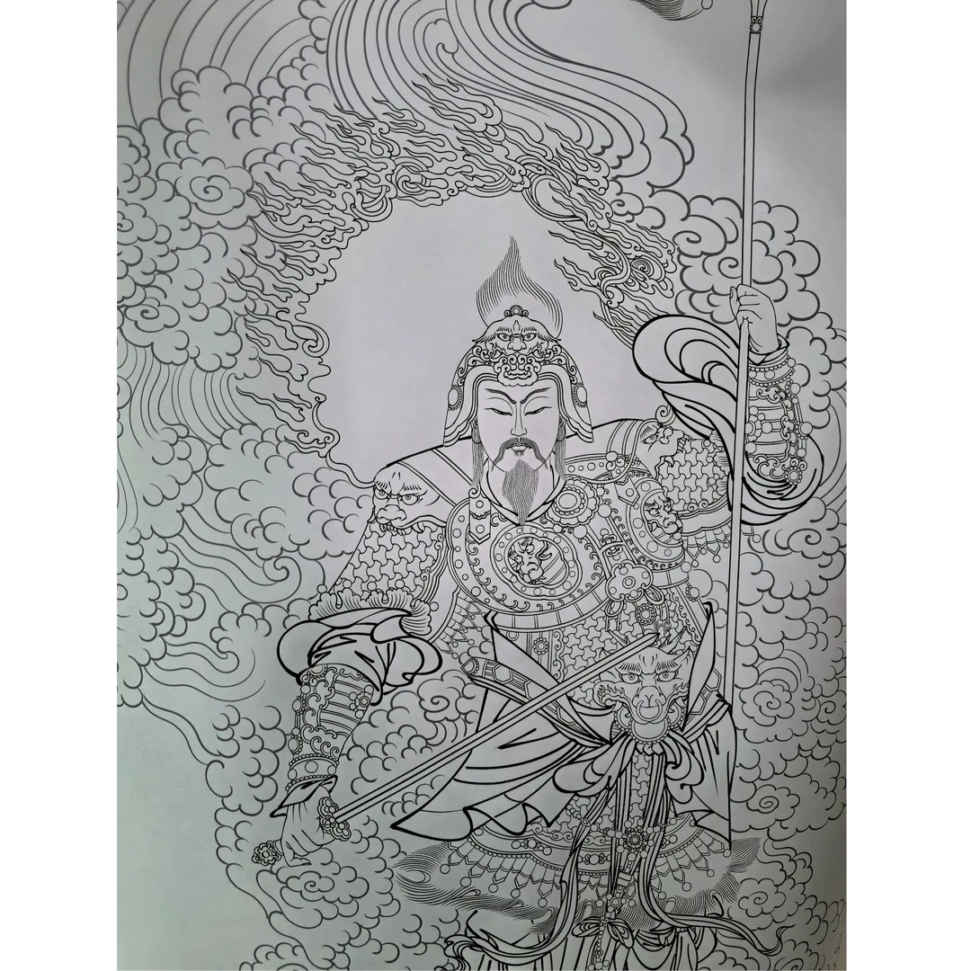 【山房】门神一对工笔白描线稿国画稿纸质版高清线稿