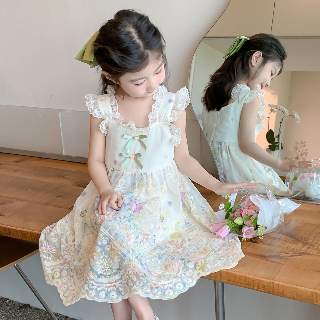 儿童背心裙夏装大摆裙夏季碎花公主裙女连衣裙女童甜辣风千金风潮