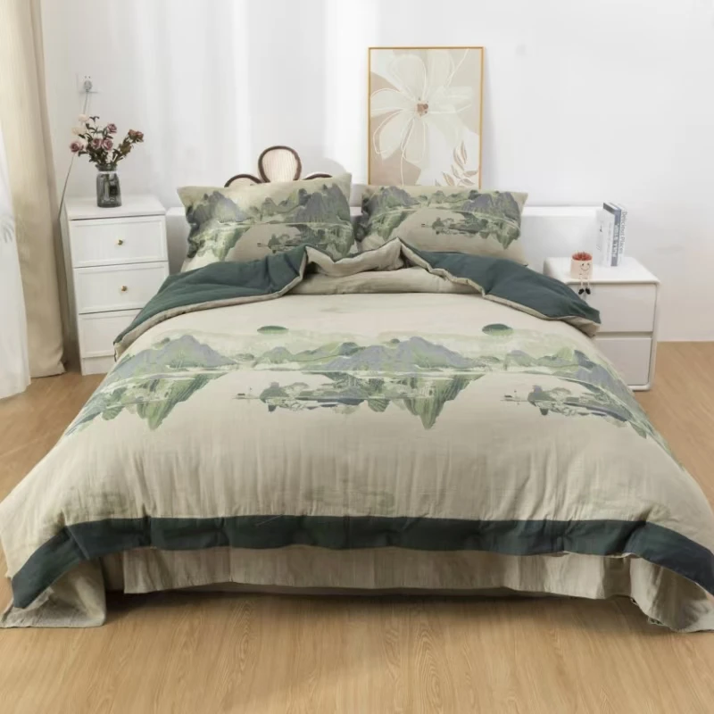 纯棉双层纱四件套--月白东方(标准)